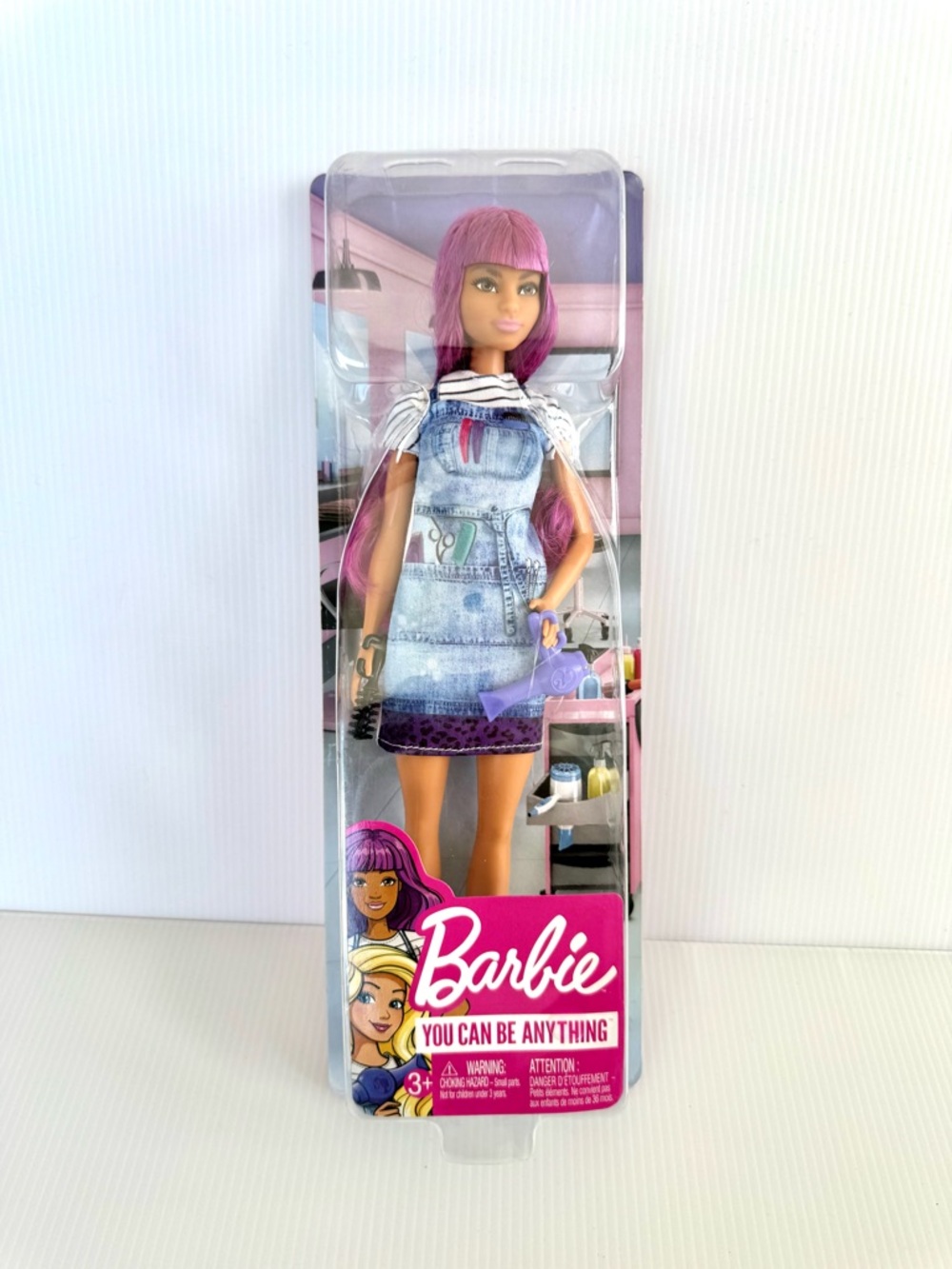 🩷NIB. BarbieYou Can Be Anything Salon doll with purple hair